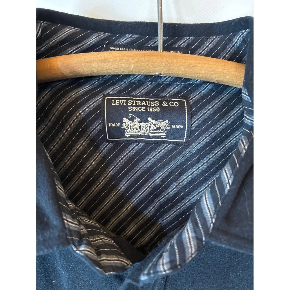 Levi‎ Strauss & Co. Navy Blue Button Down Shirt Jacket Flannel XLarge - Picture 3 of 7